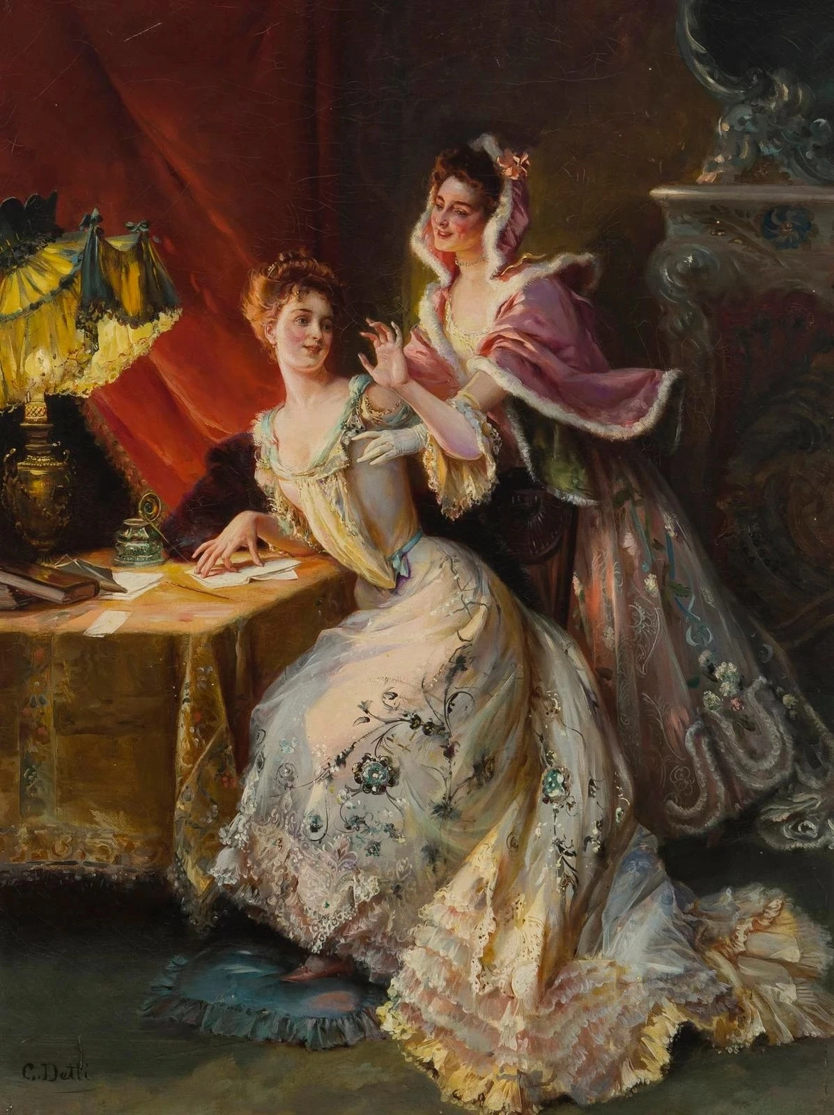 Cesare Detti - Due donne in un interno